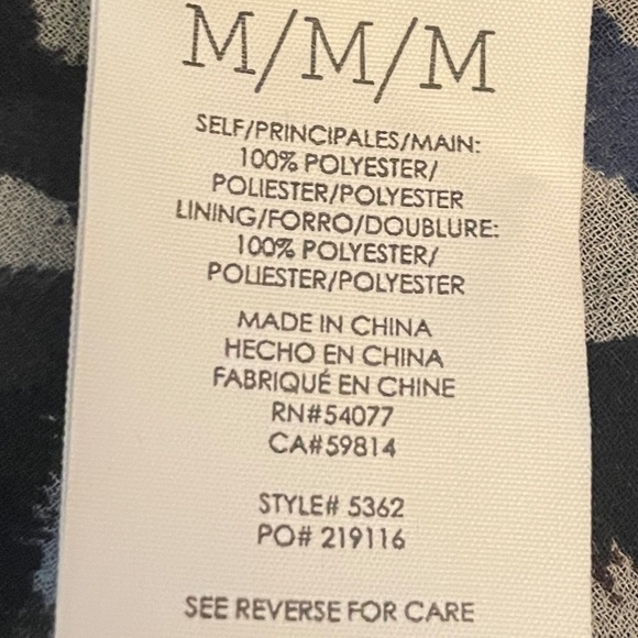 CAbi Purr Animal Print Cami Style 5362 Size Medium‎ Blue and White - Picture 7 of 8